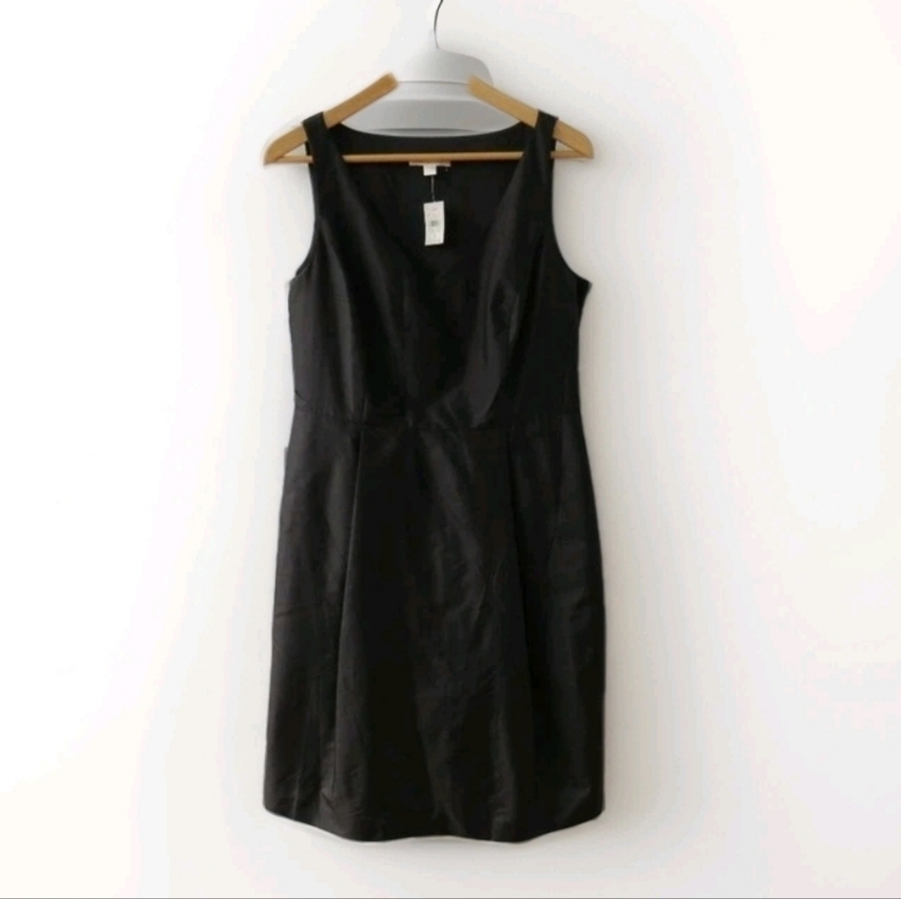 Ann Taylor Dress Womens 8 Minimalist Classic Black Day A-Line Silk Knee Length